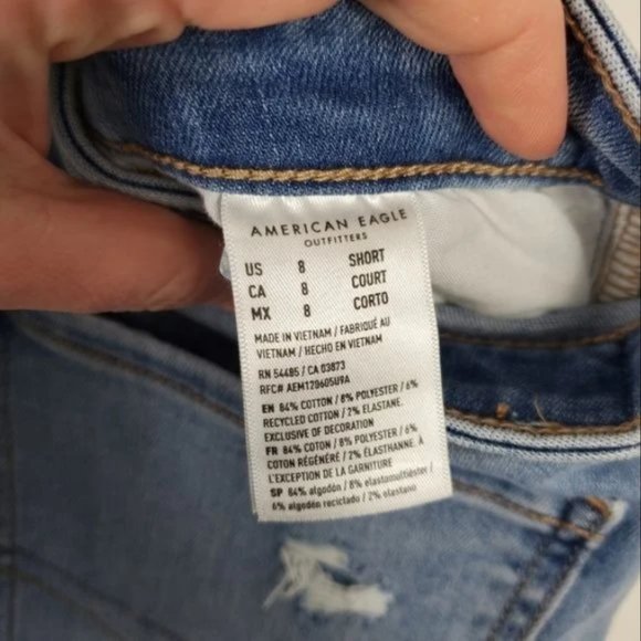 American Eagle Hi Rise Jegging Crop Womens Size 8 Short Light Wash Distressed - Picture 5 of 7